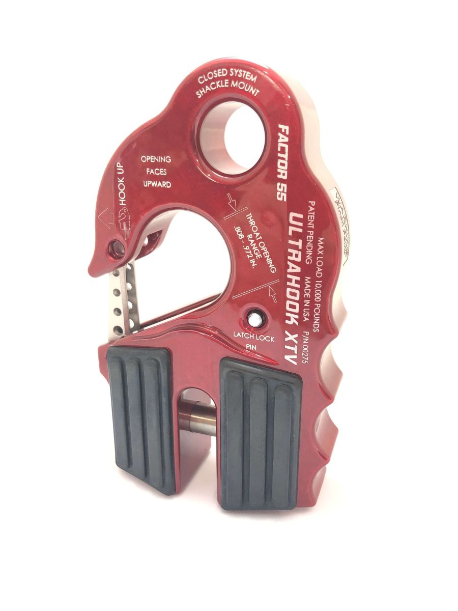 ''FACTOR 55'' ULTRAHOOK XTV WINCH HOOK WITH SHACKLE MOUNT, RED