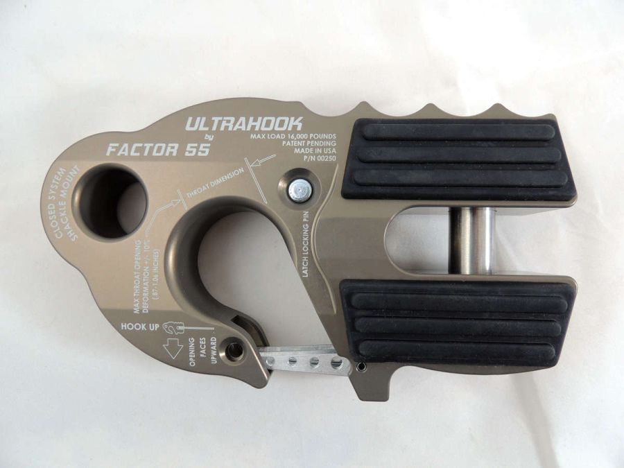 ''FACTOR 55'' ULTRAHOOK WINCH HOOK WITH SHACKLE MOUNT, GRAY
