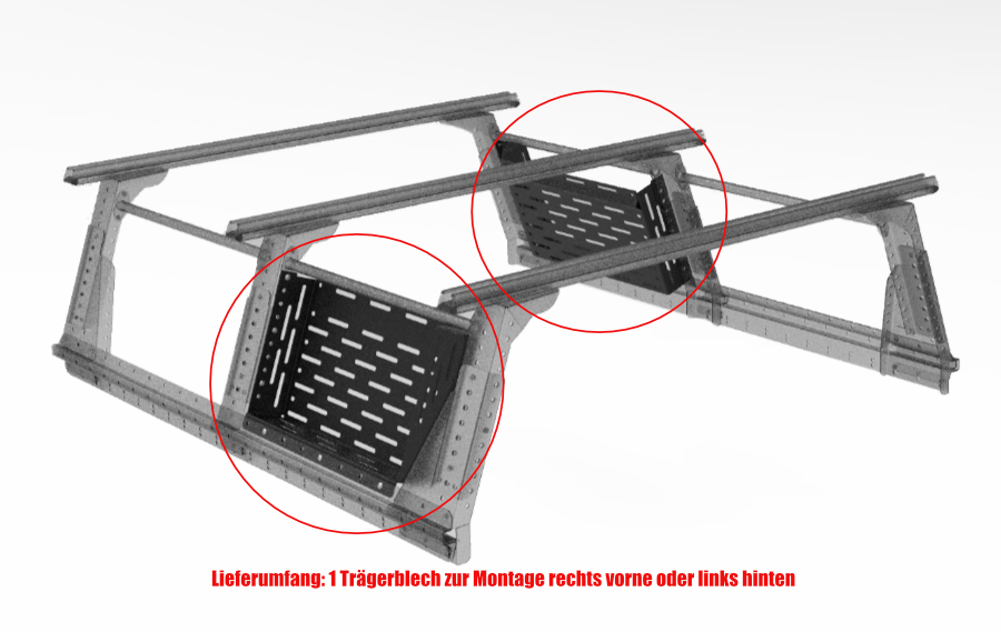 Muli-Rack Trägerblech Xtra-Cab, vorne rechts bzw. hinten links (1 Stk.)