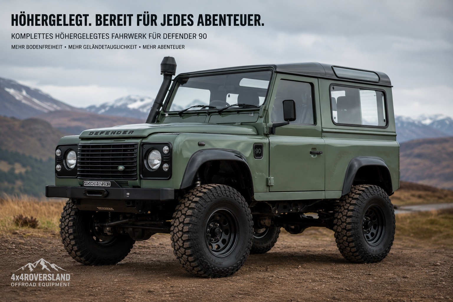 Höhergelegtes Fahrwerk Defender TD4, mit Tüv