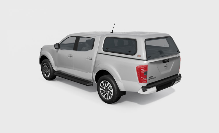 Touring Hardtop für Nissan Navara D23 Doka, flach, seitliche Klappfenster