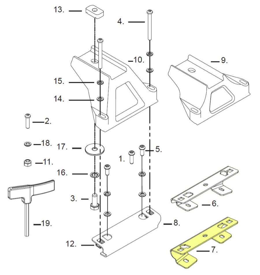 Rhino Rack Klammer für Mercedes Vito Fixpunkt vorne rechts zu RLTP/RLTF