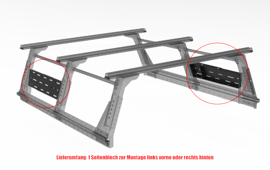 Muli-Rack Seitenblech XtraCab, vorne links bzw. hinten rechts (1 Stk.)