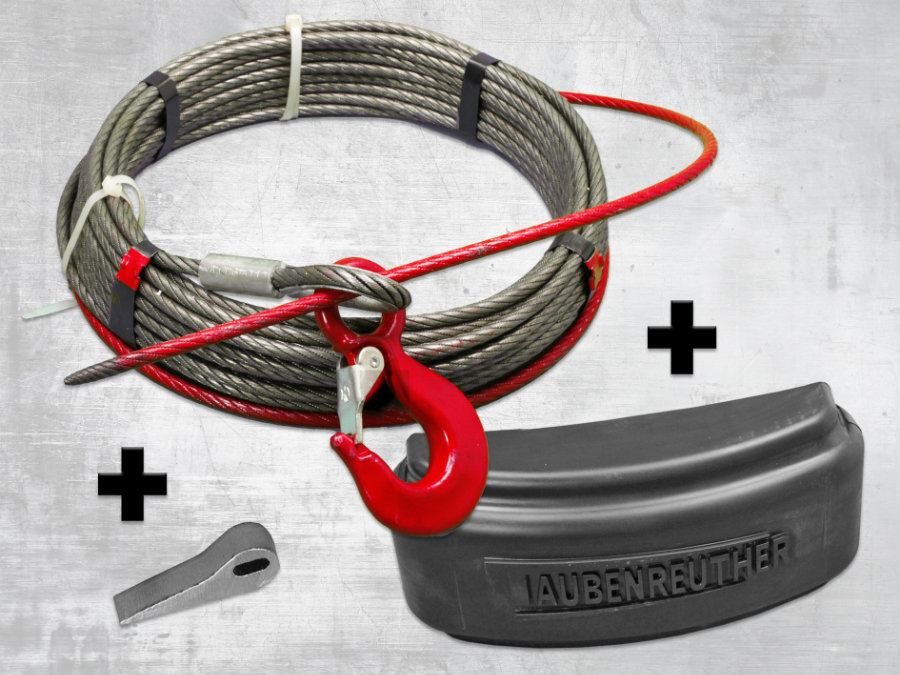 Stahlseilset Zeon 10, 25m x 9mm, MBK 86 kn, Ende Spitz 2m Rot, RSF-Abdeckung