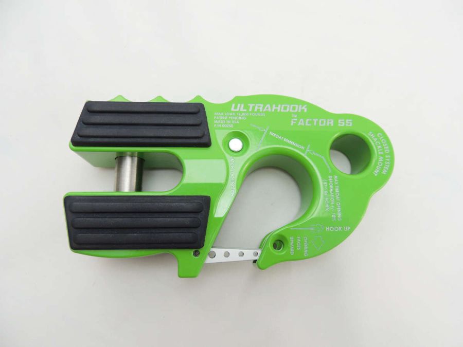 ''FACTOR 55'' ULTRAHOOK WINCH HOOK WITH SHACKLE MOUNT, GREEN