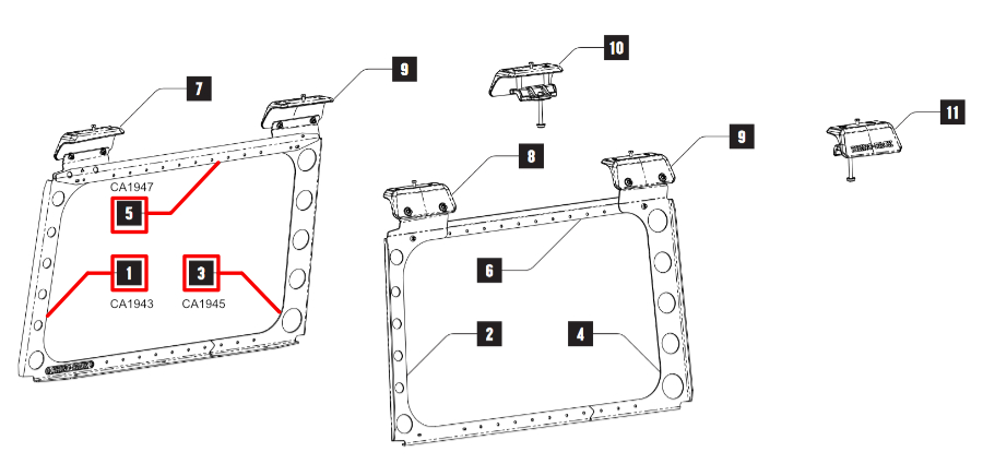 Rhino Rack Stützen innen, Jeep JL Backbone, links, für 50-11RJLB1