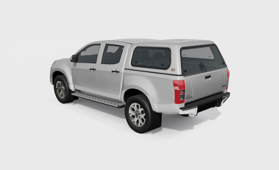 Touring Hardtop f. Isuzu D-Max DC `12-17 flach, glatt, seitl. Klappfenster