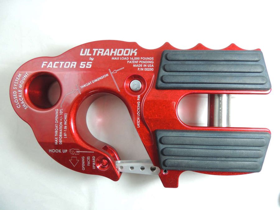 ''FACTOR 55'' ULTRAHOOK WINCH HOOK WITH SHACKLE MOUNT, RED