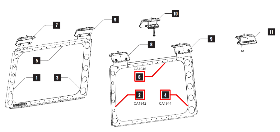 Rhino Rack Stützen innen, Jeep JL Backbone, rechts, für 50-11RJLB1