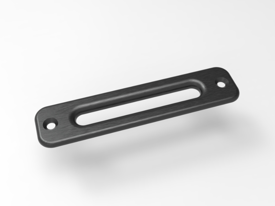 Aluseilfenster LA 254mm schwarz eloxiert mit negativ Versatz für Kunststoffseil