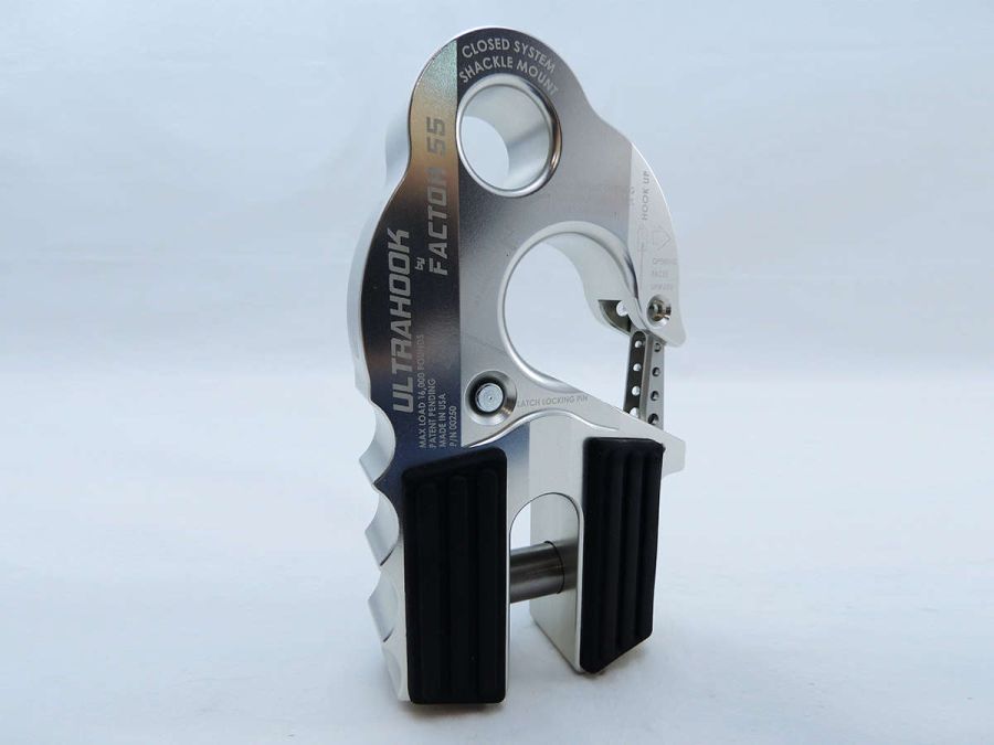''FACTOR 55'' ULTRAHOOK WINCH HOOK WITH SHACKLE MOUNT, SILVER