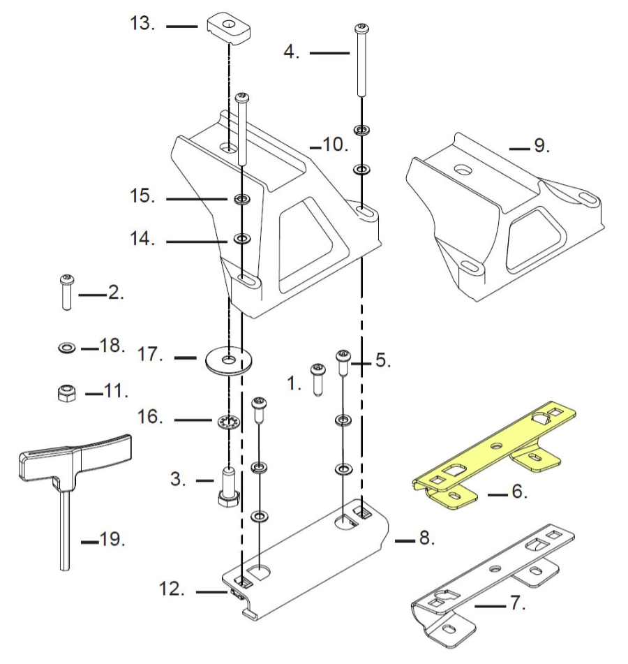 Rhino Rack Klammer für Mercedes Vito Fixpunkt vorne links zu RLTP/RLTF