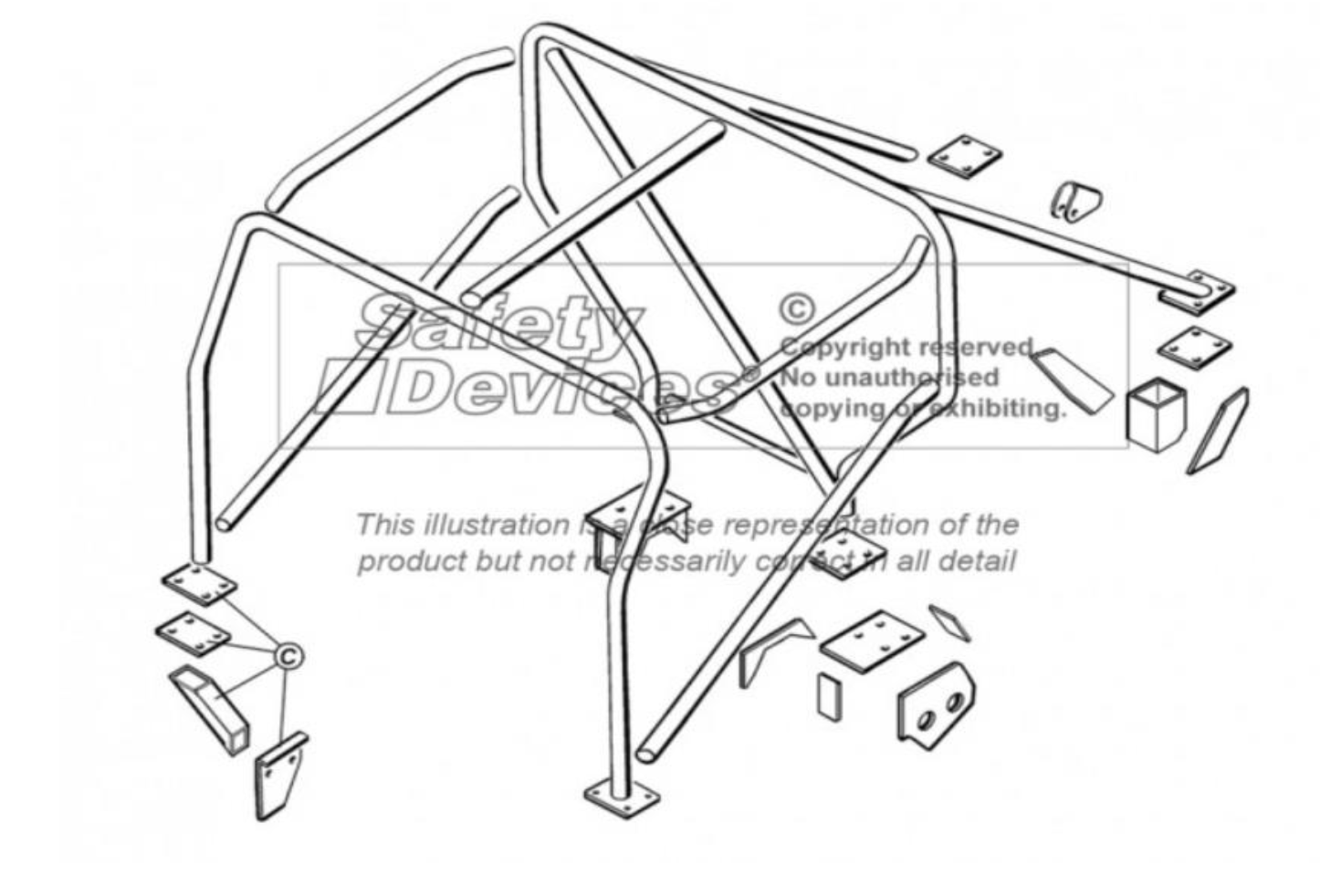 CDS Interner Wettkampf-Überrollkäfig zum Einschweissen für Defender 90 Hard Top / CSW