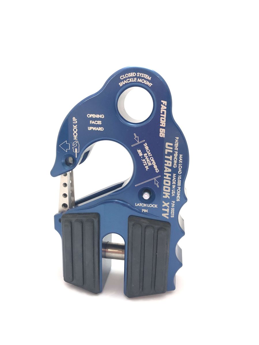 ''FACTOR 55'' ULTRAHOOK XTV WINCH HOOK WITH SHACKLE MOUNT, BLUE