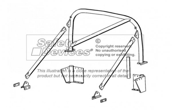 Safety Devices Überrollkäfig im Military Style für Defender Pickups mit Diagonale