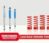 Höherlegungsfahrwerk für den 90er Defender von TREKFINDER mit B8 Dämpfern +4cm