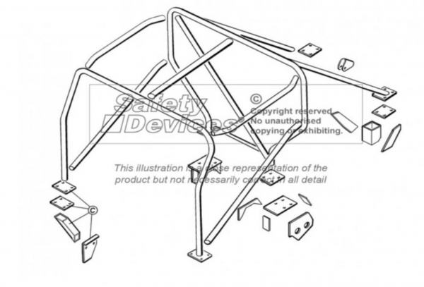 CDS Interner Wettkampf-Überrollkäfig zum Einschweissen für Defender 90 Hard Top / CSW