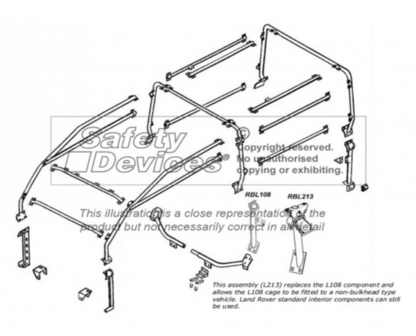 Externer Überrollkäfig ohne Spritzwand für Defender 90 Hard Top / CSW