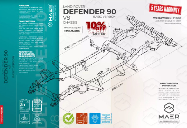 Rahmen DEFENDER 90 V8 - BASIS